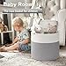 Goodpick Cotton Rope Storage Basket, 15 x 14.2 Inches Baby Laundry Baskets for Clothes, Toy Storage Blanket Basket With Handles for Living Room, Small Woven Baskets for Organizing Home Décor, Grey