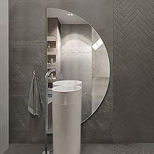 Half Circle Bathroom Mirror - Wall Mounted, HD Explosion Proof Safety Silver Mirror for Entryway, Living Room & Bathroom