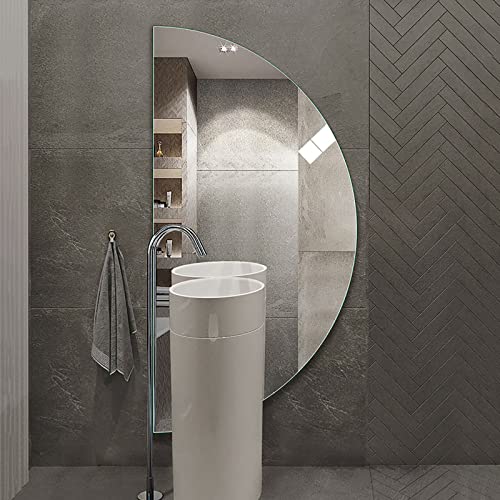 Specchio da bagno a forma di semiluna, da parete, a semicerchio, decorativo, per ingresso, HD, a prova di esplosione, argento, per soggiorno e bagno