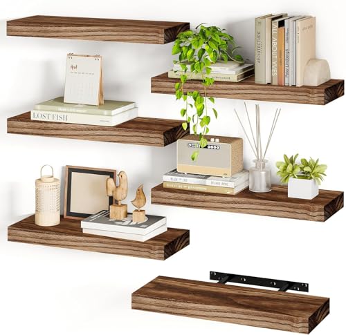 Lista de Estantes flotantes los mejores 10. 47 Repisas Flotantes de Madera de 50x15x2.5cm,Set de 6 Unidades Estantes Flotantes,Soportan hasta 10 kg Repisas Flotantes,Estante de Almacenamiento Flotante Simple y Moderno,para...