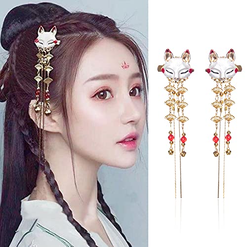 Amazon.co.jp: キツネ タッセル 髪飾り 扇 ヘアクリップ ヘア 