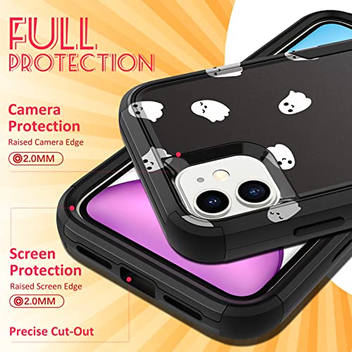 Plakill For Iphone 11 Protective Case 3 In 1 Designer Funny Ghost Halloween Drop Tested Cute Cases For Women Girls Shockproof Protection Rugged Heavy Duty Phone Cover For Iphone 11 #TOP4