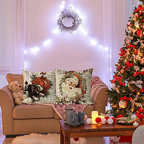 Gagec Christmas Pillow Covers 18 X 18 Inch Set Of 4 Farmhouse Throw Pillow Covers Santa Claus Balls Joy Rustic Pillowcase Home Decor Living Bed Room Party Cushion Case For Sofa Couch #TOP5
