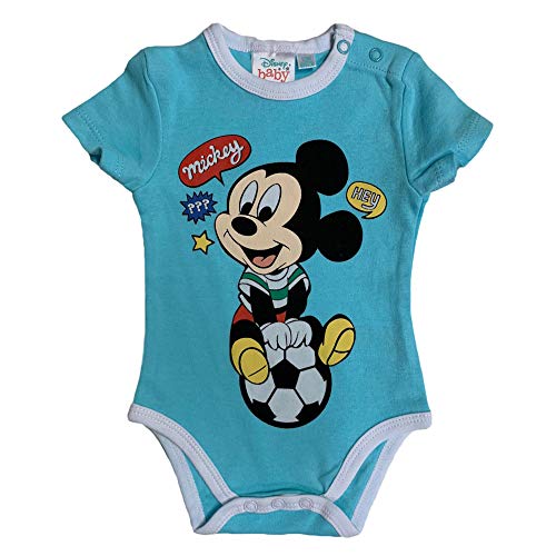 Body de bebé de manga corta Disney con diseño de Mickey Mouse 2615 azul celeste 12 Meses Cover
