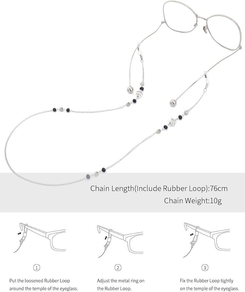 DESIGN - Lot De 2 Chaînes De Lunettes De Soleil En Perles Nacrées Avec Pierres De Jade