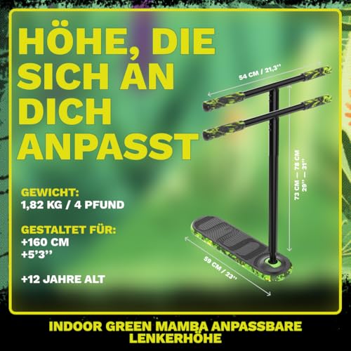The Indo Trick Scooter - Stunt Scooter f&uuml;r Jugendliche, Kinder und Erwachsene - Trampolin Scoot zum &Uuml;ben von Pro Tricks - Indoor und Outdoor - Profis und Anf&auml;nger
