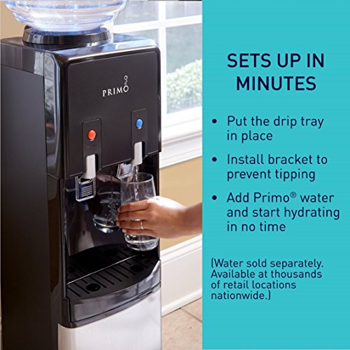 Primo Top-Loading Water Dispenser - 2 Temp (Hot-Cold) Water Cooler Water Dispenser For 5 Gallon Bottle W/Child-Resistant Safety Feature, Black And Stainless Steel #TOP5