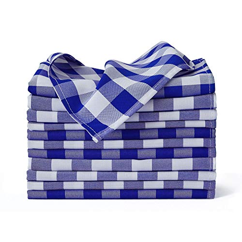 VEEYOO Servilletas de Tela a Cuadros - Juego de 12 servilletas con Bordes doblados - Servilletas de Mesa Reutilizables y Lavables para el hogar, restaurantes, Fiestas