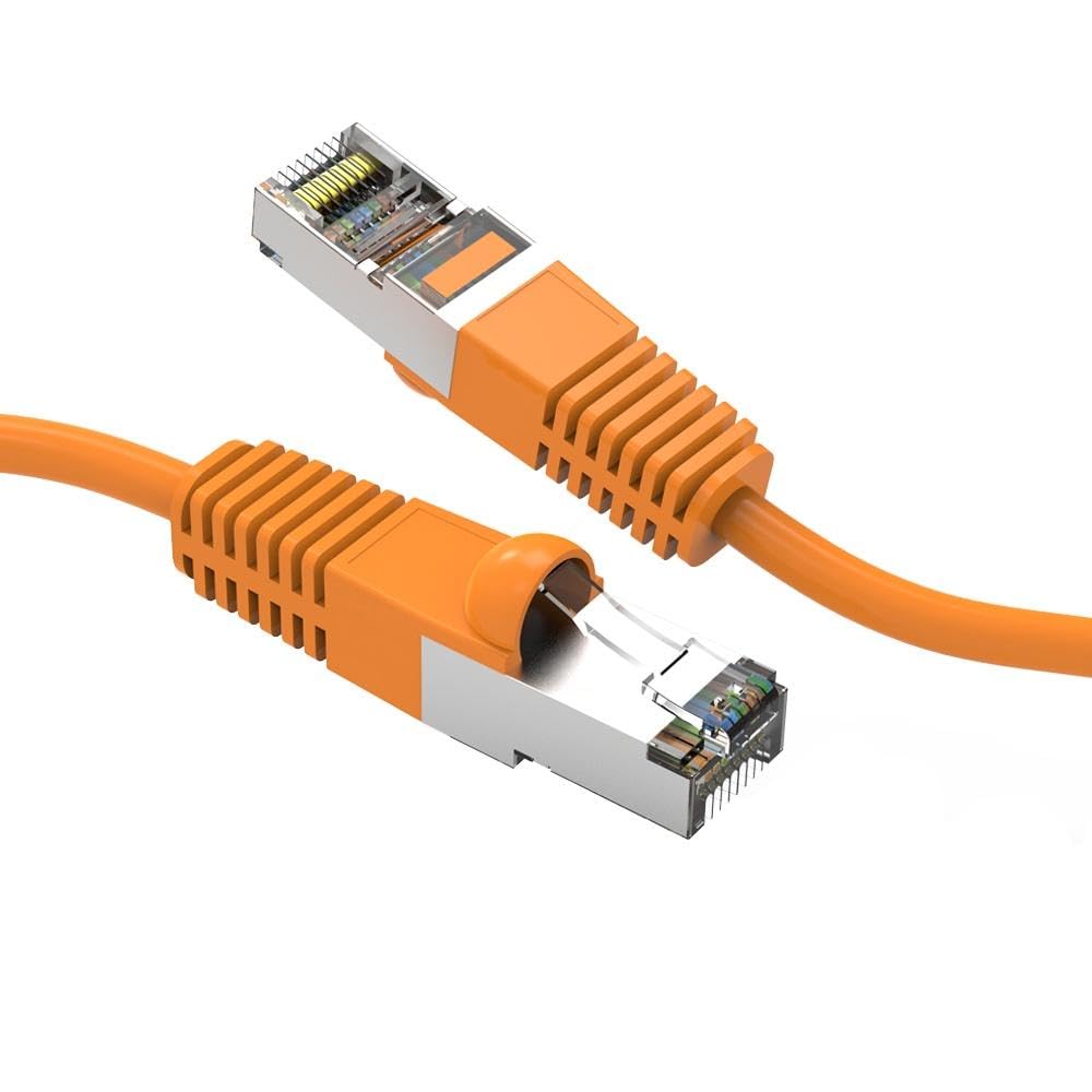 Cat6 Outdoor Ethernet Cable (6ft) 10 Pack, S/FTP 26AWG 10 Gbps Snagless Shielded Booted Patch Cord for Router, Modem - Orange