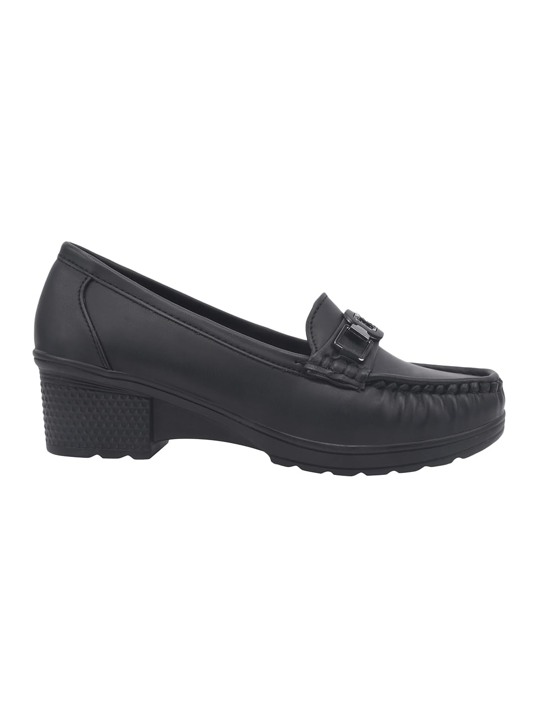 stylestry Women’s Chunky Platform Loafers – Black Slip-On Dress Shoes || Bow Charm, Round Toe, Non-Slip Sole, Fashion Casual Shoes-picture-15