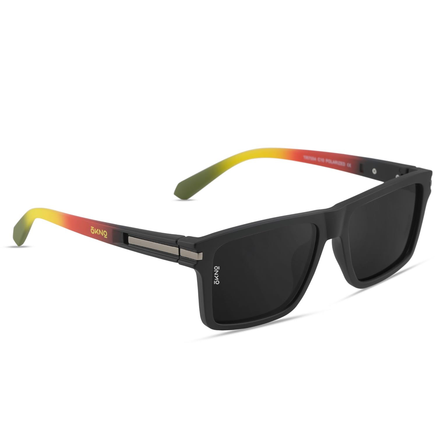 EyewearlabsOKNO | Polarized Full Rim Rectangular Branded Stylish Sunglasses For Men & Women | 100% UV Protection Shades | Cricket Sports Cycling Driving | Black Lens | Medium | Rydon