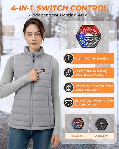 Image of Heated Vest Women, 9 Heating Zones, Horizontal Quilting, Nylon | 16000mAh 7.4V Battery, Womens Heated Vest for Winter Commuting, Hiking, Mountaineering, Fishing, Skiing, Cycling