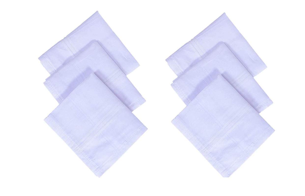 100% Cotton Premium Collection Handkerchiefs Hanky For Men - Pack of 6 - White XXL King Size.-image-40