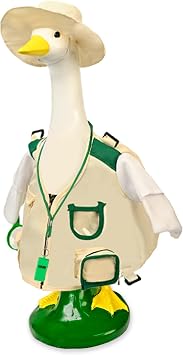 Explorer Porch Goose Outfits for 23 Inch Plastic/Cement Lawn Goose Statue, Large Camping Porch Goose Costume Clothes for Garden Yard Patio Party Decoration