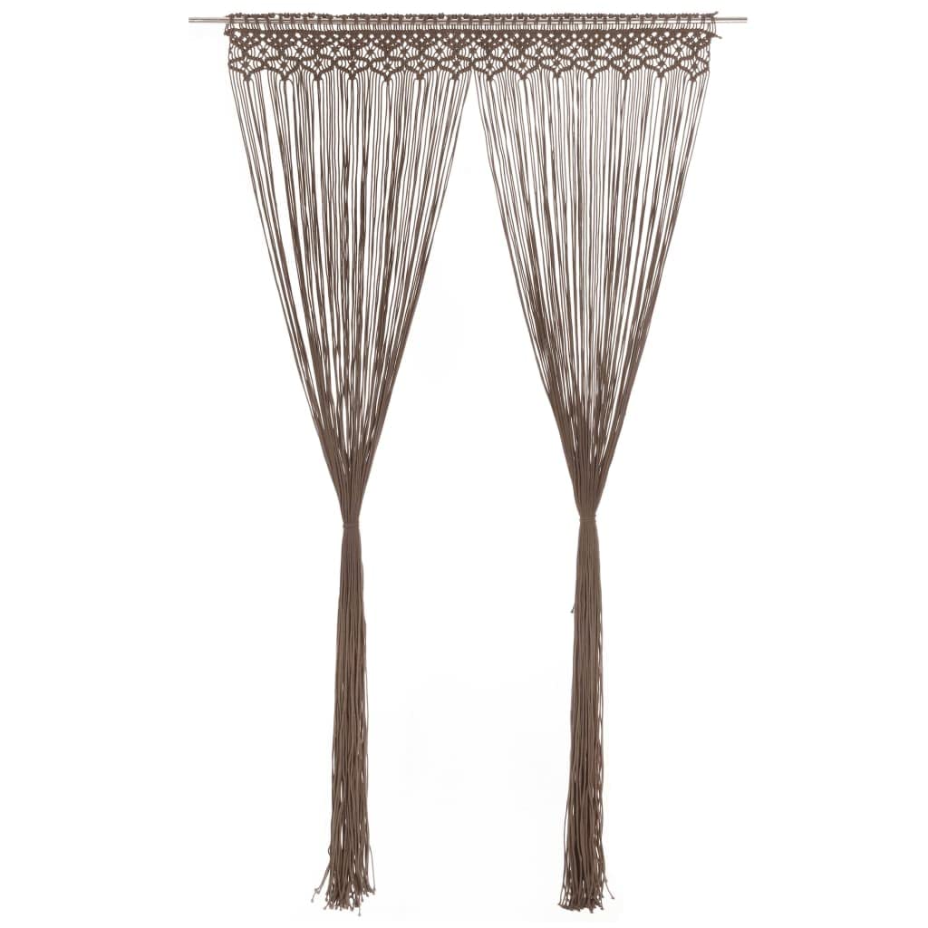 Rideau en macramé Taupe 140x240 cm Coton et Polyester Lavable Rideau Voilage tamisant Panneau décoratif pour Salon Chambre Bureau séparation intérieur