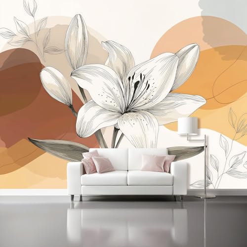 Papel Pintado Pared 300 x 210 cm - Bohemio Sencillo Floral Papel pintado Beige Mural de Arte Decoración para Comedores Salones Habitaciones Sala Cuarto Oficina Salón