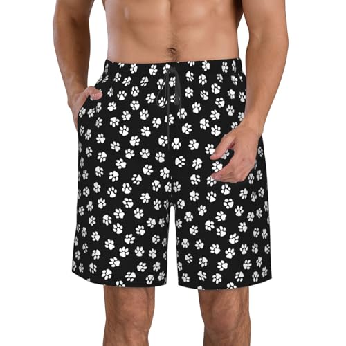 Paw Print Print Mens Casual Shorts Drawstring Summer Beach Stretch Shorts Novelty Swimtrunks