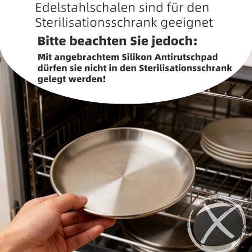 2er Set Katzennäpfe aus Edelstahl 17cm – Flach & Schnurrhaarfreundlich, rutschfeste Katzenschüssel Set, Fressnapf & Wassernapf Katze, Spülmaschinenfest, Bruchsicher & Hygienisch