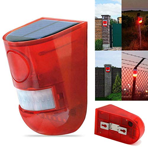 Carock Solar Powered Sound Strobe Alarm Flashing Sensor Light Lamp Motion Detector 110 Db Loud Siren For Garden Home Villa Farm Hacienda Apartment Outdoor Yard (Waterproof) #TOP4