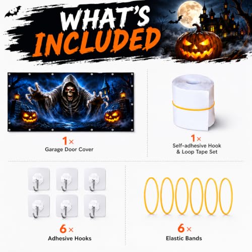 7 x 16 ft Halloween Garage Door Decorations Halloween decorations Witch Door Cover, Hanging Banner, Cauldron Backdrop Mural for Home, Outdoor, Indoor, Spooky Party, Wall, Window - image 8