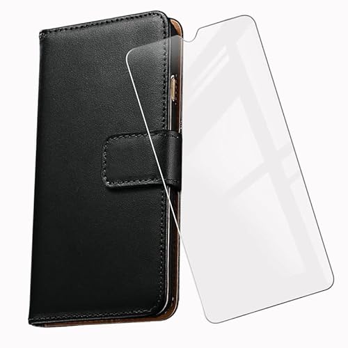 KJYF Coque pour Doogee V30T (6.58"), Verre Trempé Protecteur Ecran, Fonction Stand à Rabat Porte-Monnaie Cover et Flip Silicone Housse Etui pour Doogee V30T - Black