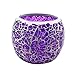 Arlgseln Clear Glass Votive Candle Holders Glitter Mosaic Amber Tea Light Home Candle Cup for Romantic Wedding Bar Party Table Dining Decoration Halloween Christmas Night (Purple)