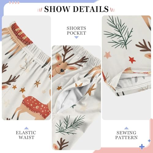 Deer and Stars Boys Pants Boys Athletic Pants Long Pant for Boywith Pockets Wide-Leg Size 6-14Y4