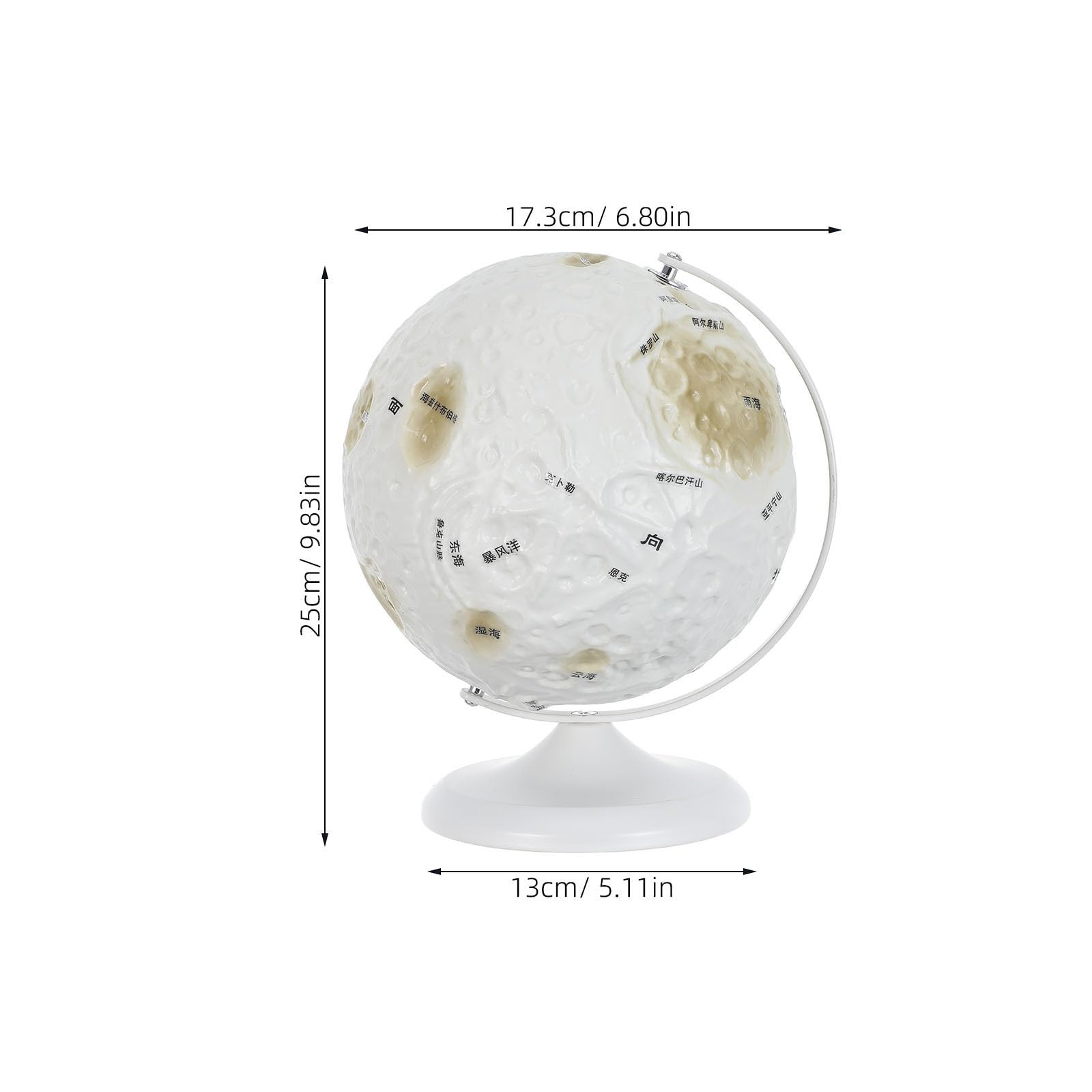 Tofficu Globe Interactif Lunaire Sphérique Plastique et Modèle Fer en Apprentissage des Sciences Spatiales pour Décoration de Bureau