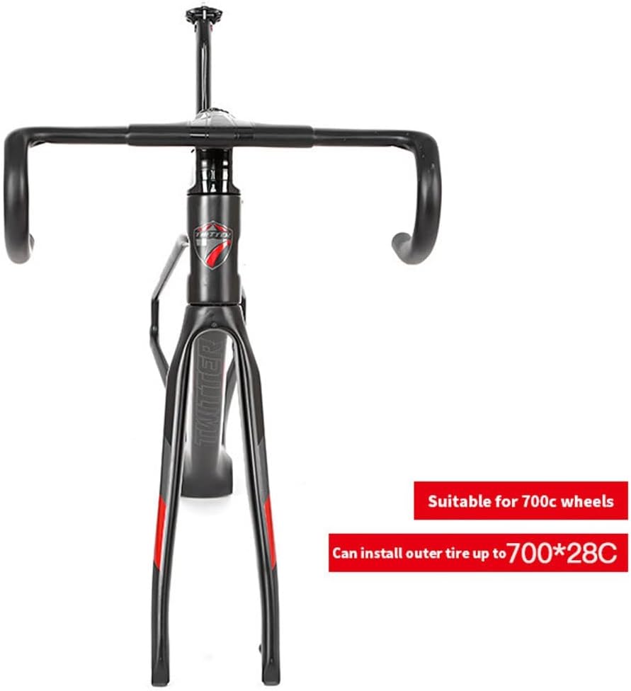 Carbon Road Bike Frameset Disc Brake Racing Frame 45/48/51/54CM Full Internal Routing Frame Thru Axle 100/142mm Black Red Frame(51CM)