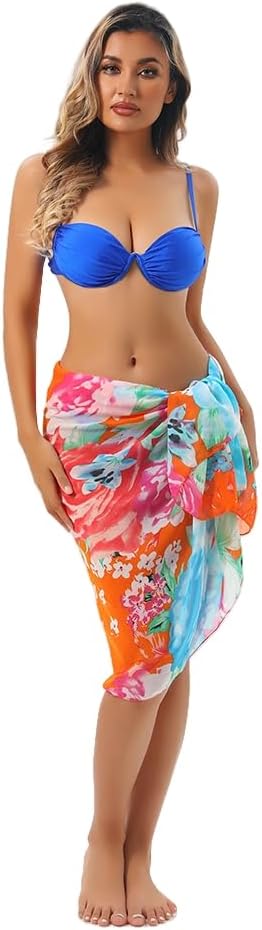Womens Beach Sarongs Chiffon Printed Cover Ups Pareo Sheer Bikini Swimsuit Wraps for Swimwear - Image 4