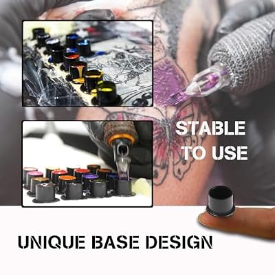 Tattoo Ink Caps Cups Small - Autdor 1000Pcs Tattoo Caps Cups with Base Disposable Pigment Cup Microblading Makeup Tattoo Ink Cups with Base Pigment Ink Cap 11mm for Tattooing Supplies
