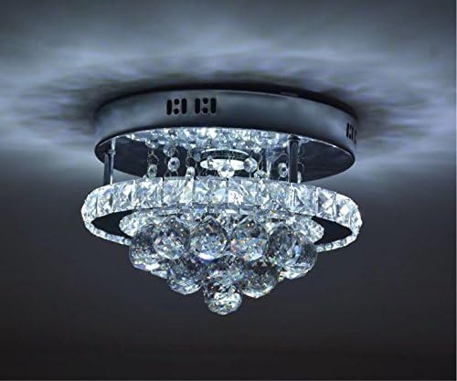 SHFGOO Modern Crystal LED Ceiling Light Stainless Steel Chandelier Decor Perfect for Hallway/Stairway/Bedroom/Dining Room (3 Color Dimming)