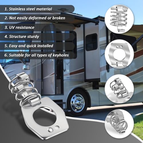 Image of 4pcs RV Water Heater Cam Lock Door Latch Fastener Stainless Steel for RV, Camper, Travel Trailer, Motorhome Hot Water Heater Cover Twist Metal Cam Lock Water Heater Door Latch Replacement