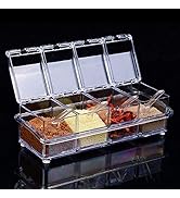 Czemo 4 Stück Küche Gewürzbox Set mit Löffeln und Abdeckungen, Gewürzbehälter, Küchenutensilien T...