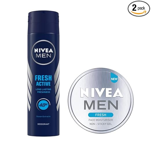 NIVEA Deodorant, Fresh Active for Men, 150ml and Fresh Face Moisturizer Gel for Men, 75ml at Rs. 190