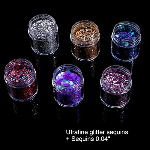 HOWAF 6 Boxen Nägel Glitzer Pailletten, 800pcs Strasssteine Nägel Aufkleben, Pinsel, Pinzette, Edelsteine Picker Dotting… – Bild 4