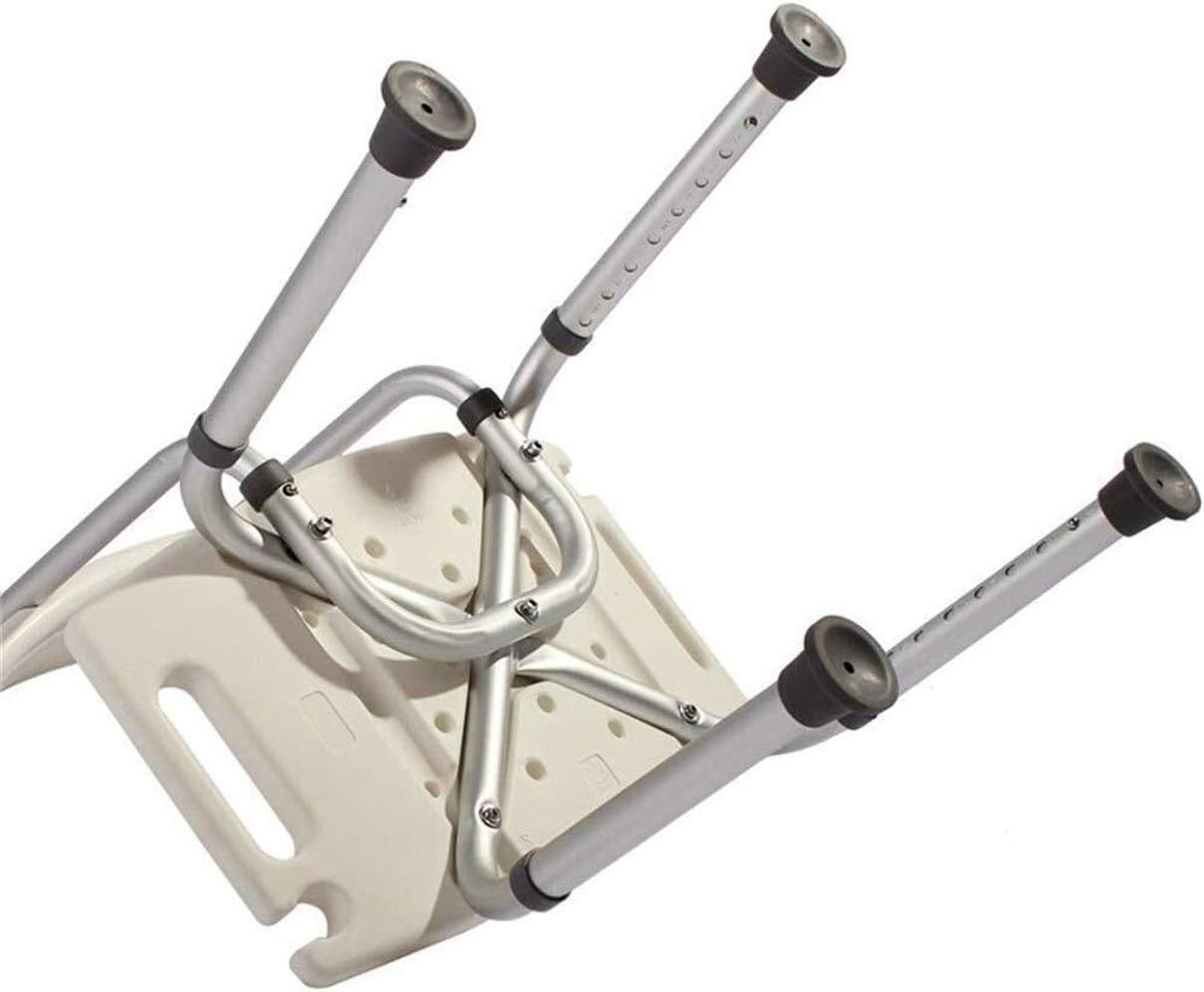 Bath Stools,Shower Stool Bath Chair Bathroom Seat - Lightweight Aluminum - with Backrest -Older People with Reduced Mobility White