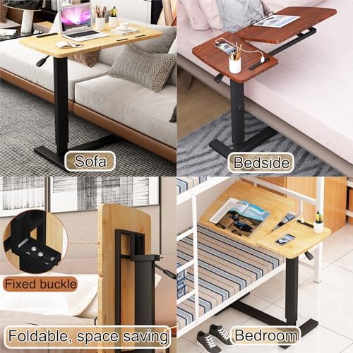 Extendable Rolling Mobility Table Over Bed,Bedtable, Overbed Table with Wheels, Multi-Functional Mobile Desk for Bed Hospital Bed Table - for Computer Tilting Top Foldable Leg Comp