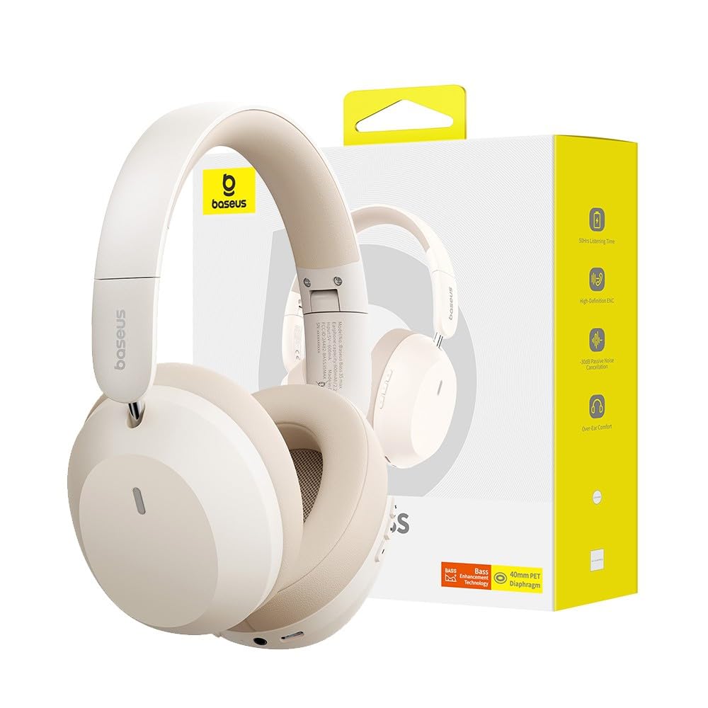 Baseus Bass 35 Max Kablosuz Kulak Üstü Stellar White