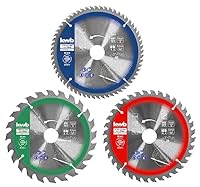 kwb Kreis-Sägeblatt-Set 165 x 20/16 mm, Für präzise Schnitte in Plattenwerkstoffen und Holz, 3-teiliges Set mit Reduzierringen, Ideale Grundausstattung für Handkreis-Sägen und Kapp- und Gehrungssägen