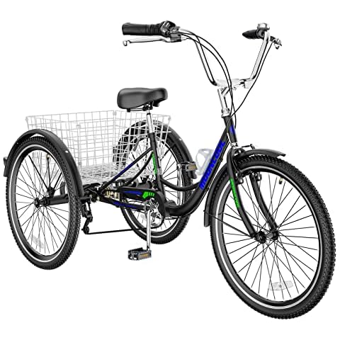 Slsy Adult Tricycles 7 Speed, Adult Trikes 20/24/26 inch 3 Wheel Bikes, Three-Wheeled Bicycles Cruise Trike with Shopping Basket for Seniors, Women, Men. Cover