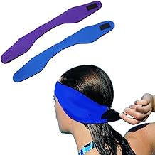 SIGANDG 2 Stück Schwimmen Stirnband für Kinder, Erwachsene - Neopren Schwimmband, Elastischer Schwimmstirnbänder Schwimm-Ohrband, um die Ohren der Schwimmer zu schützen（Blau und Lila-M）