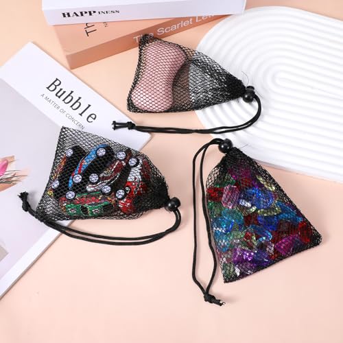 6 PCS Small Mesh Bags Drawstring, 6 X 4 Inch Black Small Mesh Bag, Mini Nylon Net Bags, Portable Nylon Storage Bag for Travel Candy Cosmetics4