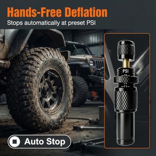 Image of SUVCARMPING Adjustable Auto-Stop Tire Deflator Valve Kit (10-30 PSI) 4 PCS Screw-on Tyre Air Down Tool for Offroad 4x4(MS-TD04)