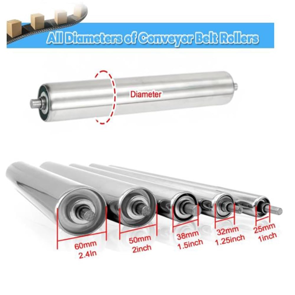 Rodillos transportadores de acero inoxidable, paquete de 2 rodillos deslizantes de 3.9 a 39.5 pulgadas, uso comercial, ligeros, 1 pulgada de diámetro, ideal para manejo y transporte de materiales