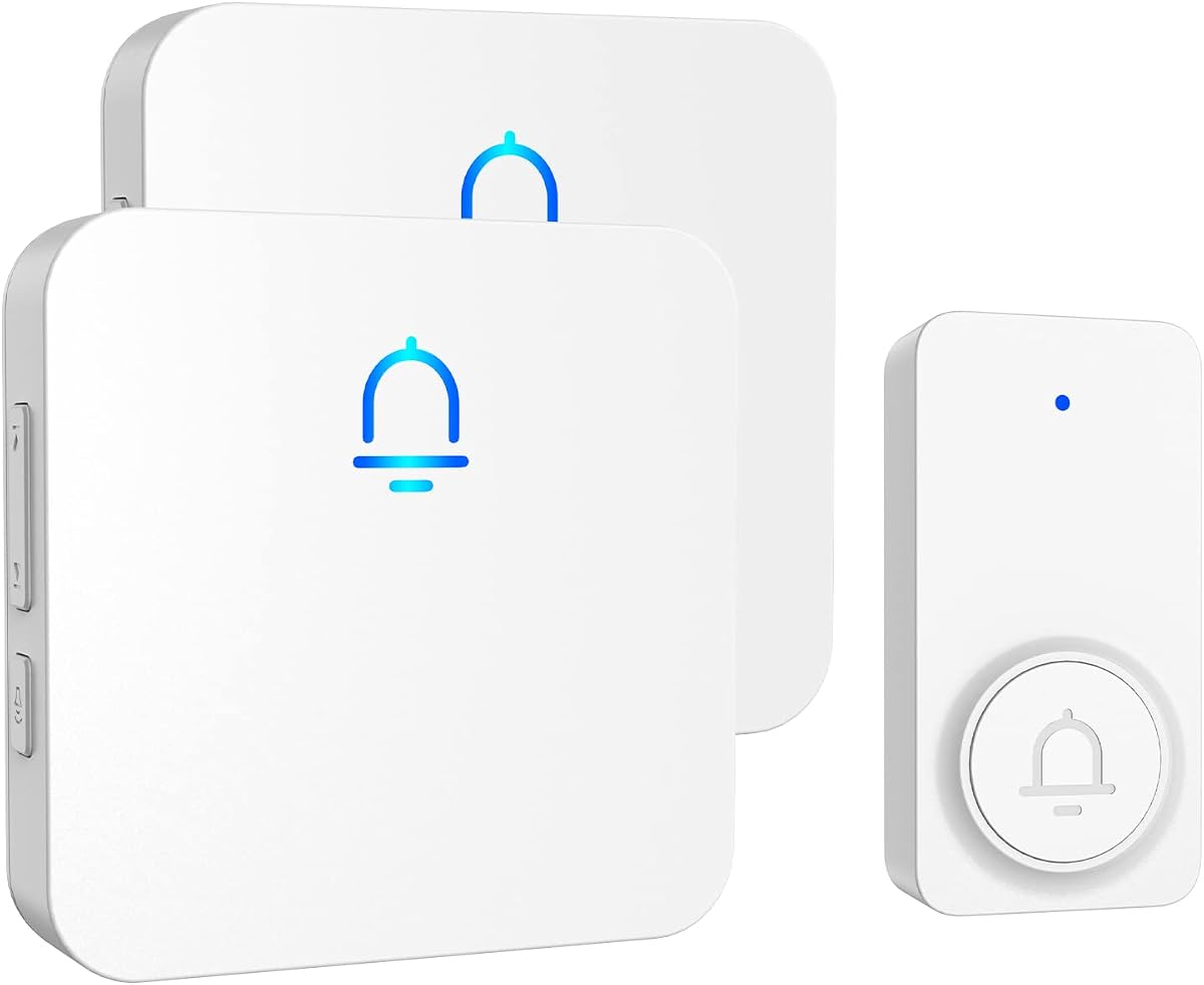 SECRUI Doorbell, Wireless Doorbell for Home Classroom 2 Receiver | 1000ft Range, Waterproof Design, Hassle-Free Installation, 32 Melodies, Adjustable Volume, White