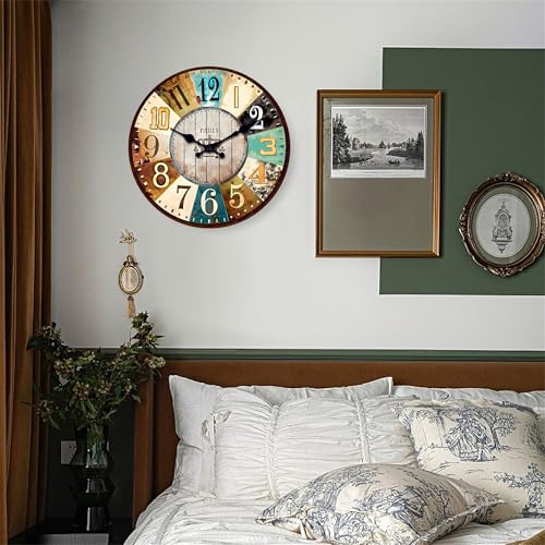 Horloge murale rétro en bois méditerranéen salon 35cm - 3