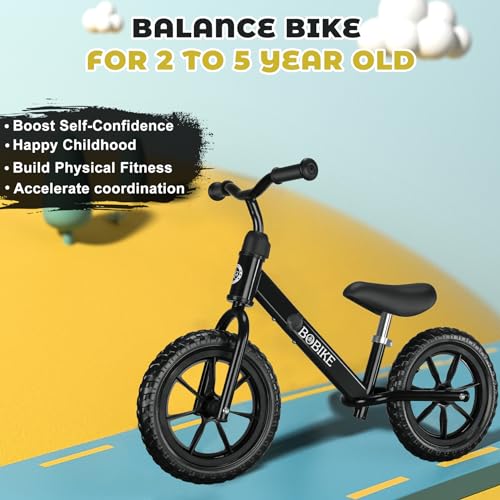 Image of Bobike Toddler Balance Bike Toys for 2 to 5 Year Old Girls Boys Adjustable Seat and Handlebar No-Pedal Training Bike Best Gifts for Kids