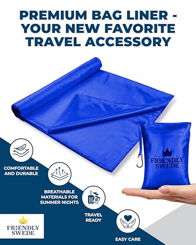 The Friendly Swede Sleeping Bag Liner - Ultralight Polyester or Cold Weather Microfiber Adult Sleep Sack; Thin Travel Sheets for Hotel; Camping Sheets; Travel Sleeping Bag with Pocket-Size Stuff Sack - Image 3