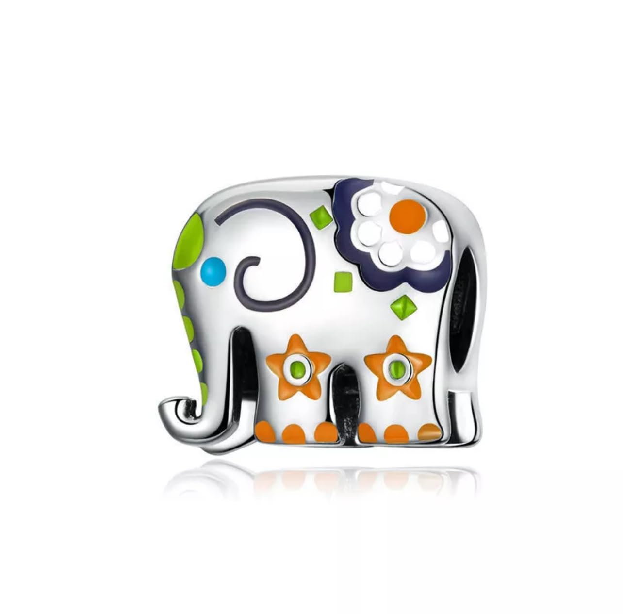 Charm-Anhänger „Happy Lucky Elephant“ aus echtem 925er Silber, kompatibel mit
